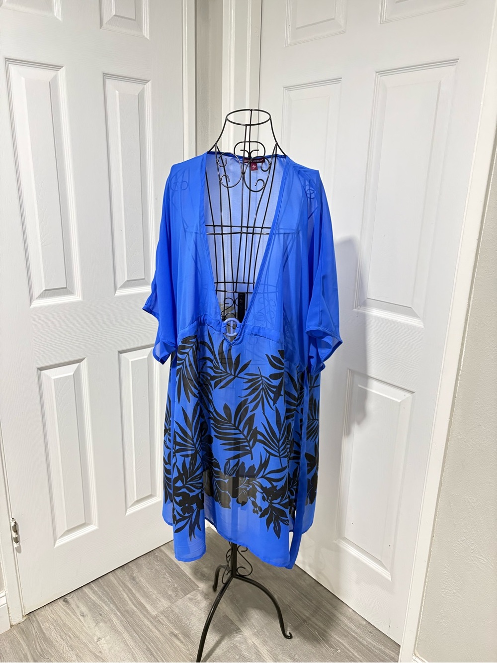 Jessica London Royal Blue Sheer Kimono Cover with Belt